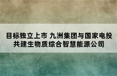 目标独立上市 九洲集团与国家电投共建生物质综合智慧能源公司